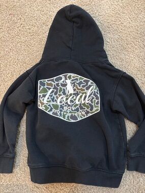 Local Boy Outfitters Kids Black Hoodie with Camo Logo